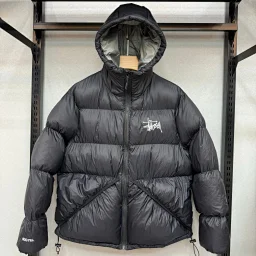 thumbnail for Stuss zipper hooded down jacket for both men and women