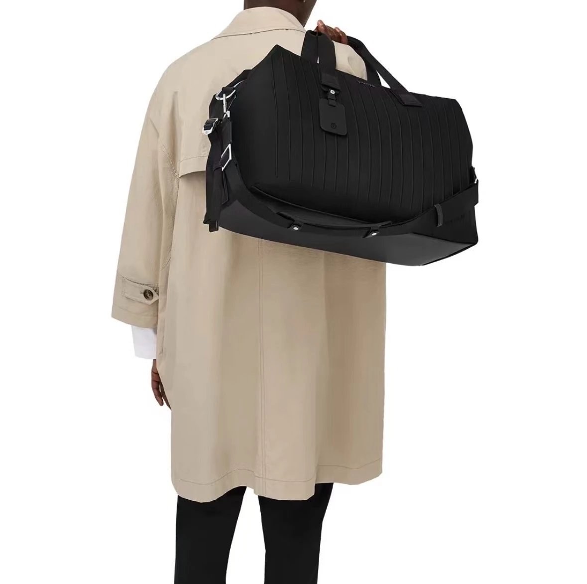 Brand New Upgraded RIM Never Still Series Black Nylon Travel Bag