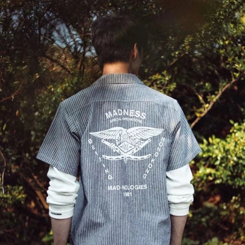 MDNS Flying Eagle Print Bowling Shirt