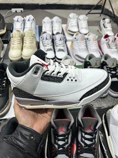 DF Peak Pure Original Foreign Trade Big Factory Air Jordan AJ3 Retro LW Pure Original Branch Product Original Paperboard Last Development Customization High quality Leather Perfect Shoe Matching Company Goods Correct TPU Tongue Lock Latest Original Factory Bottom Mold Large Bottom Card Color Bite Perfect - Cement Grey