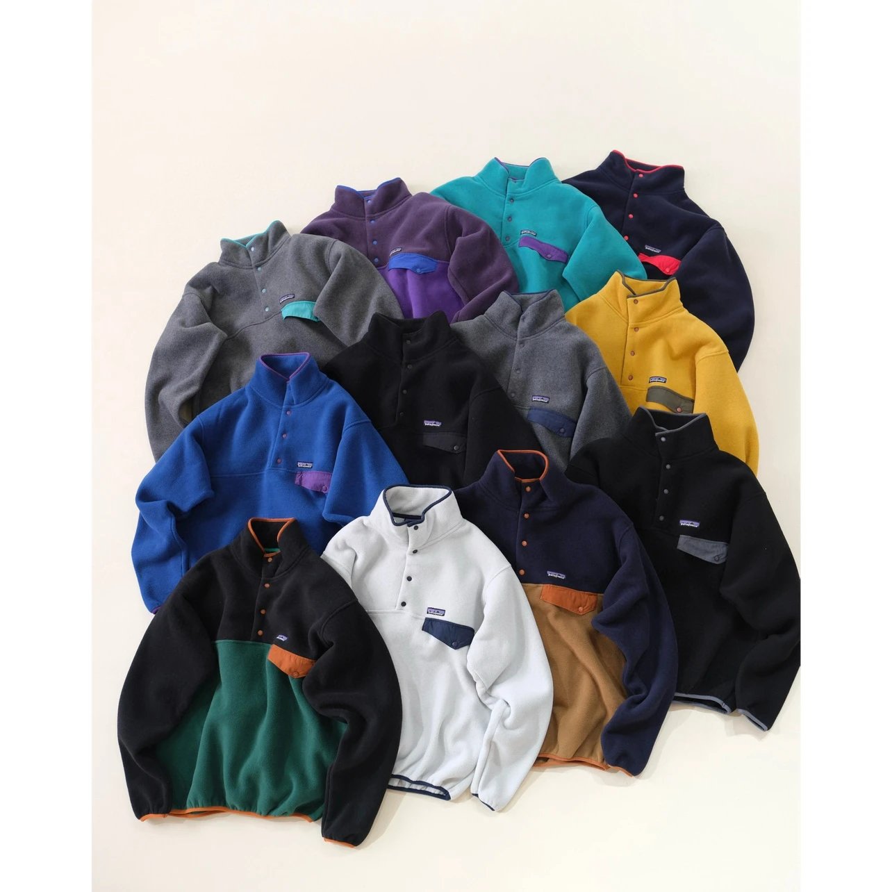 Item Thumbnail for Twelve Colors Qifa# [Limited color matching] Original quality PATA color-blocked polar fleece half-button stand-up collar pullover sweatshirt jacket for men and women