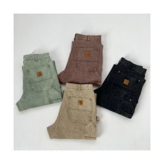 Premium Quality#【Heavy Wash & Distressed】Original Factory Quality C@R B01 B136 Washed Distressed Work Pants Double-Knee Canvas Carpenter Pants Heavyweight Fabric with Substantial Handfeel