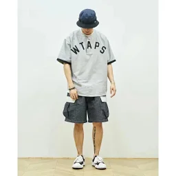 thumbnail for Full of quality#[New Release] Original Quality WTAPS Classic Letter Patch Embroidery Short Sleeve T-Shirt Pullover Baseball Shirt Men's and Women's Models