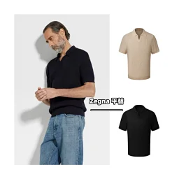 thumbnail for Elegant Old Money Style [Loose Feeling of Wearing Naked] No Standard Flat Z*gna Seagull Collar Solid Color V-Neck Knit Short Sleeve Roll-Neck Polo Shirt T-Shirt 36901