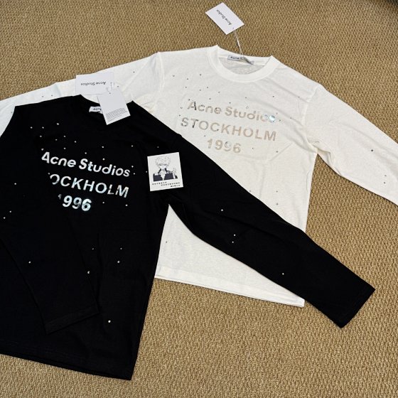 【 Quality First in Stock 】 Acne 1996 long sleeved 210g snowflake cotton explosive rhinestone long sleeved, order with card tag, customized packaging bag, original version consistent, put on, take out pieces/cleanfit style essential