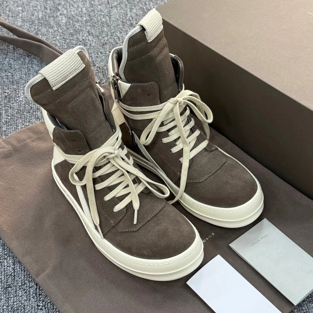 Rick Owens Sneakers Low-Top Lace-Up Canvas — RO Mocha Inverted Triangle