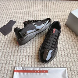 thumbnail for link1 America's Cup Patent Leather Mesh Casual Sneakers 35-48