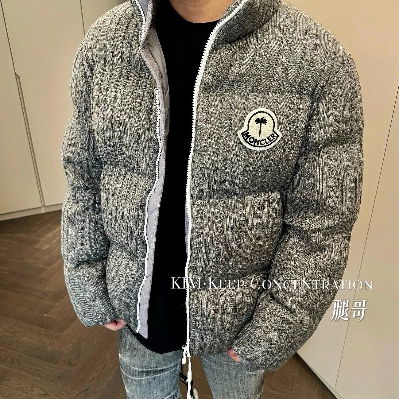 【全网对比🔍输一赔三】FW25秋冬款Moncle x Palm angels联名款限.绞花针织Austru羊毛羽绒服.