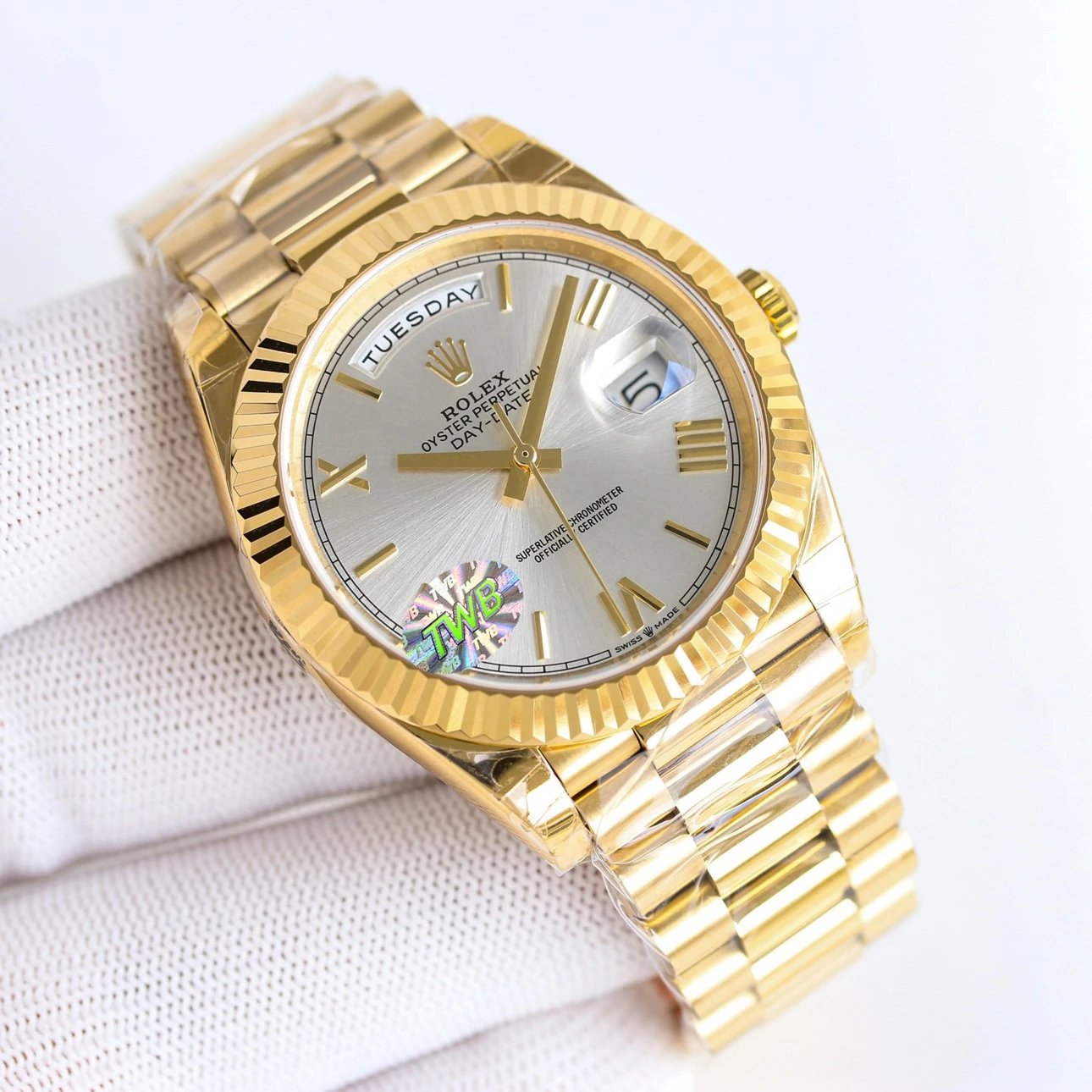 Rolex Day-Date Yellow Gold, Silver Dial, President Bracelet