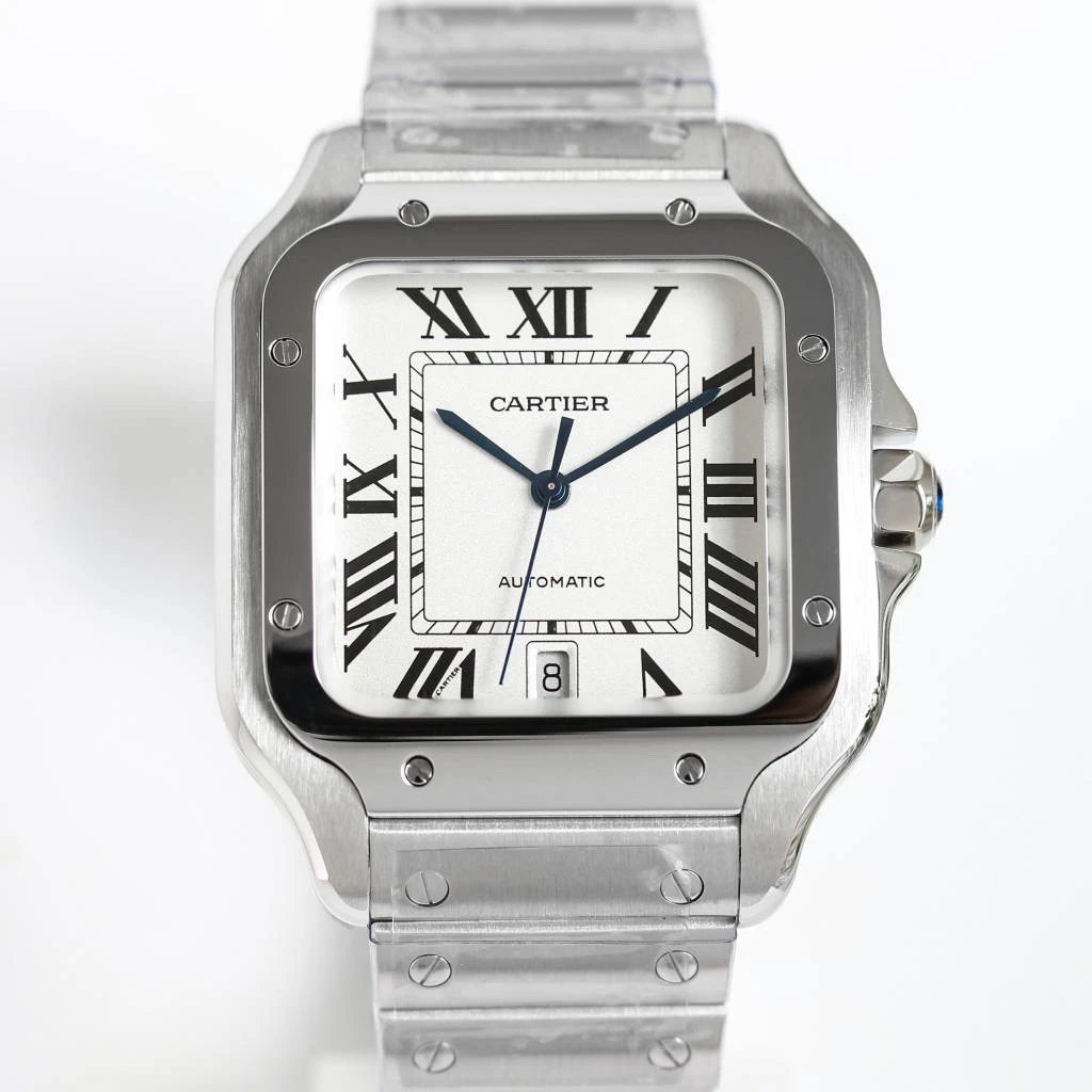 Cartier Santos Stainless Steel, White Dial With Roman Numerals