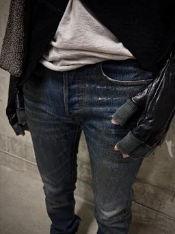 thumbnail for (In Stock) DH Slimane Homme 04Aw Blue Rubber Jeans