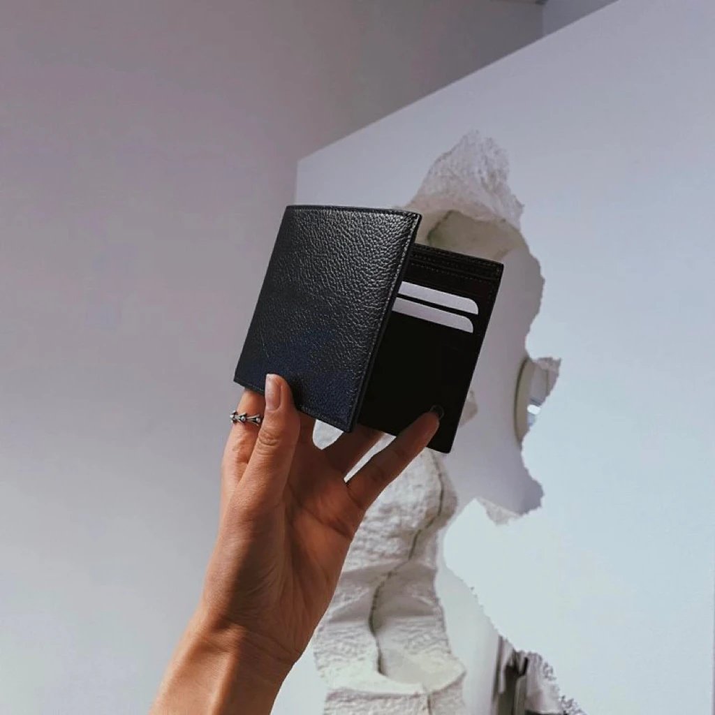 【瑕疵B品 无售后 不退不换】B Folding wallet 真皮 小羊皮内里 折叠卡包 - 131126