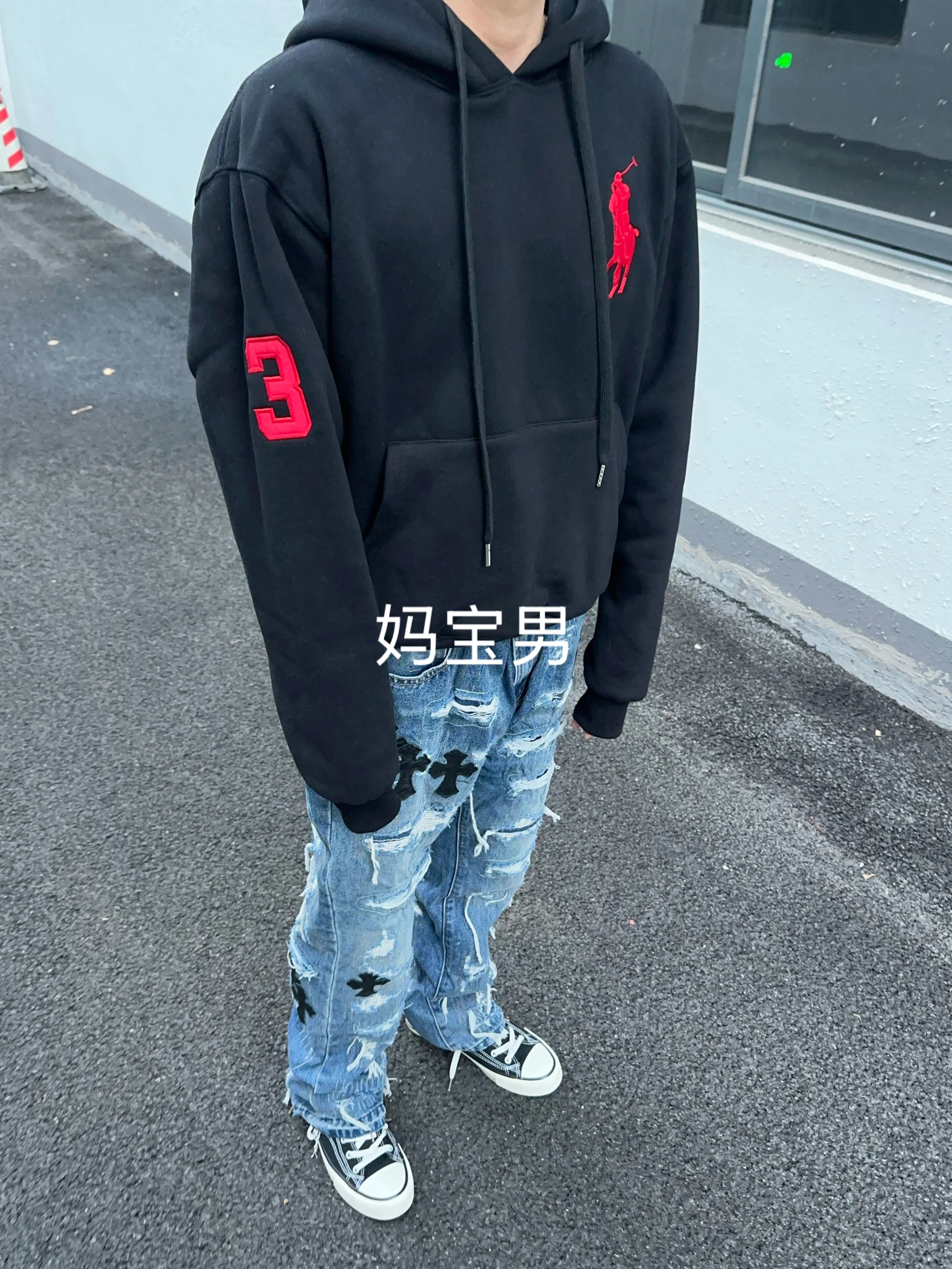 【 Top 100 in stock, 59! Next batch up to 79! 】 Mom and baby men's independent Malaysian hooded sweatshirt 400g with plush three fantasy god Bailingda embroidery boxy version, heavyweight hooded sweatshirt, cleanfit versatile