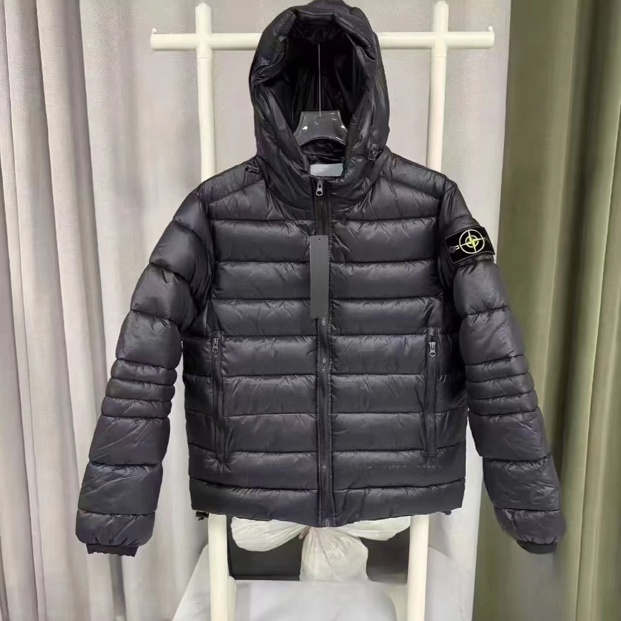 跨境外贸大鹅石头棉服男女同款保暖纯色连帽徽标棉服系列外套WhatsApp86 18359305797 8