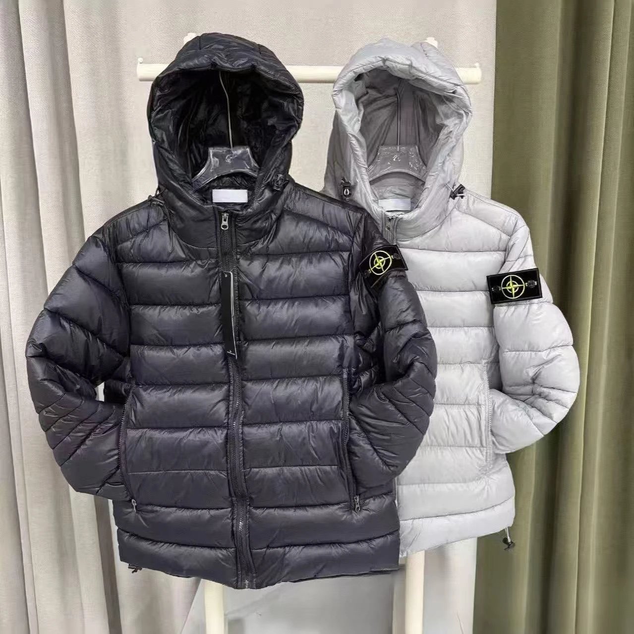 跨境外贸大鹅石头棉服男女同款保暖纯色连帽徽标棉服系列外套WhatsApp86 18359305797 7