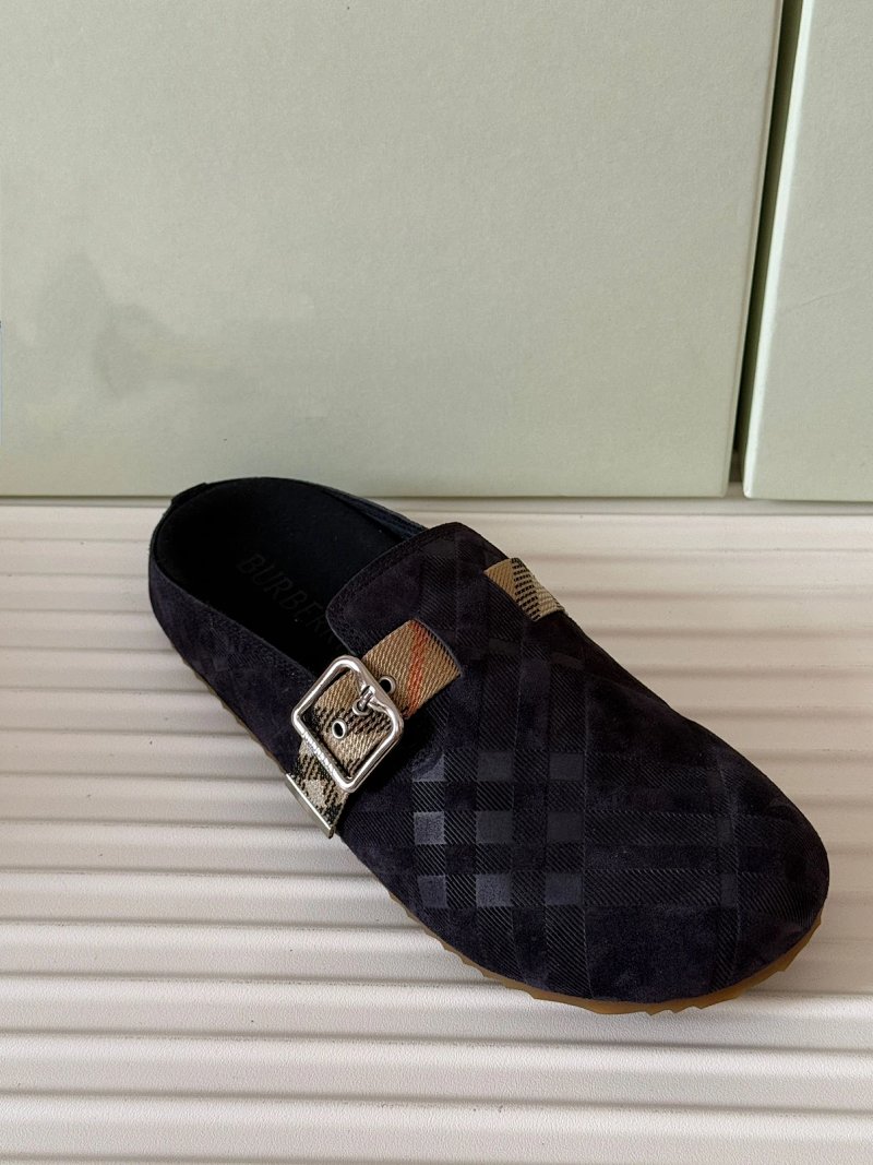 Unisex Retro Checkered Genuine Leather Outdoor Slippers