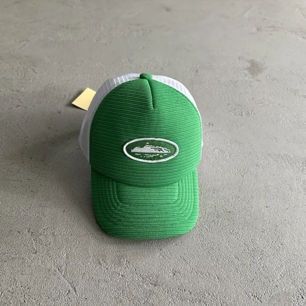 Design Corduroy Trucker Cap Green / White Hats - 1