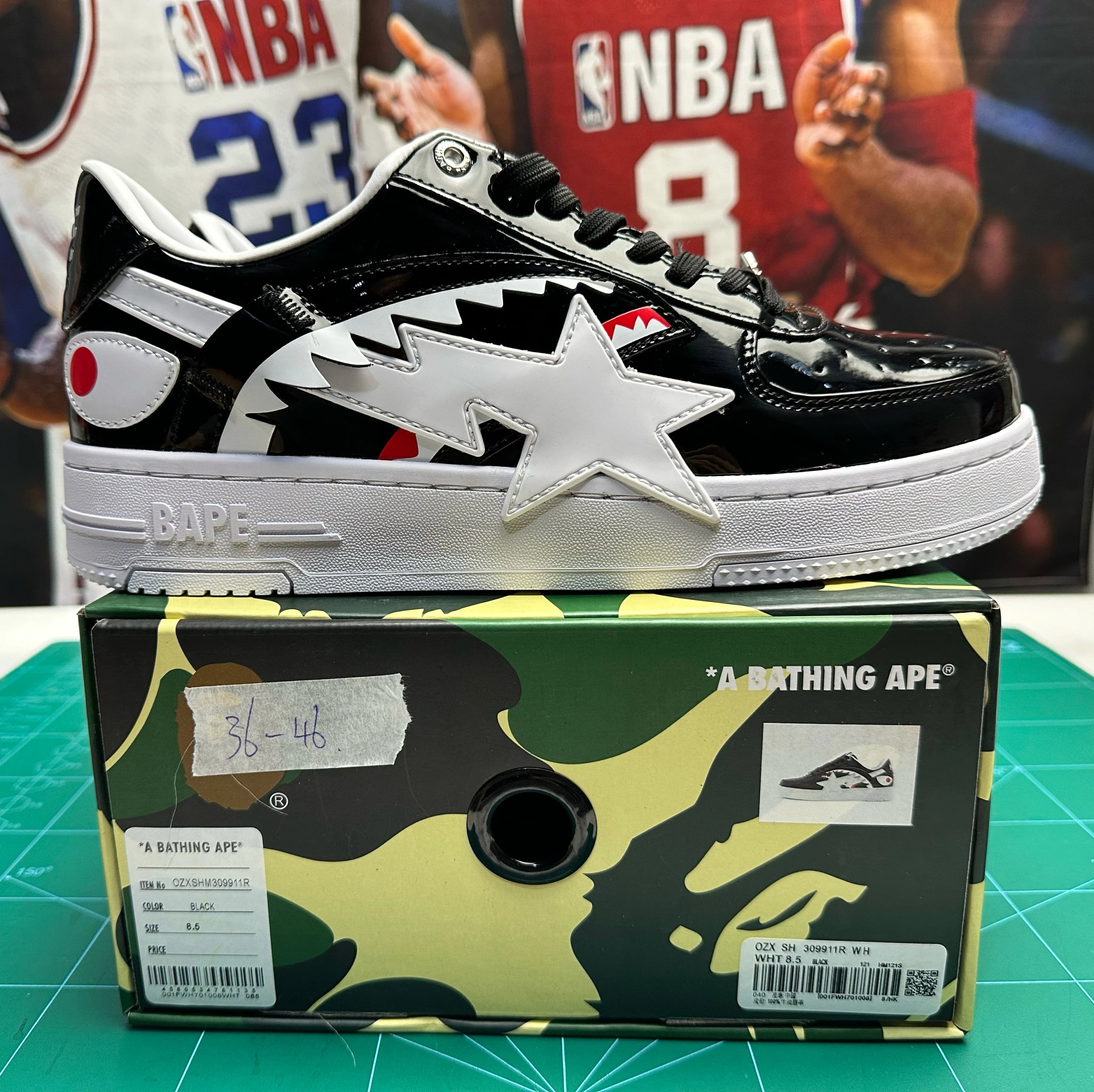 BAPE STA Color blocked Star Logo Shark Teeth Black