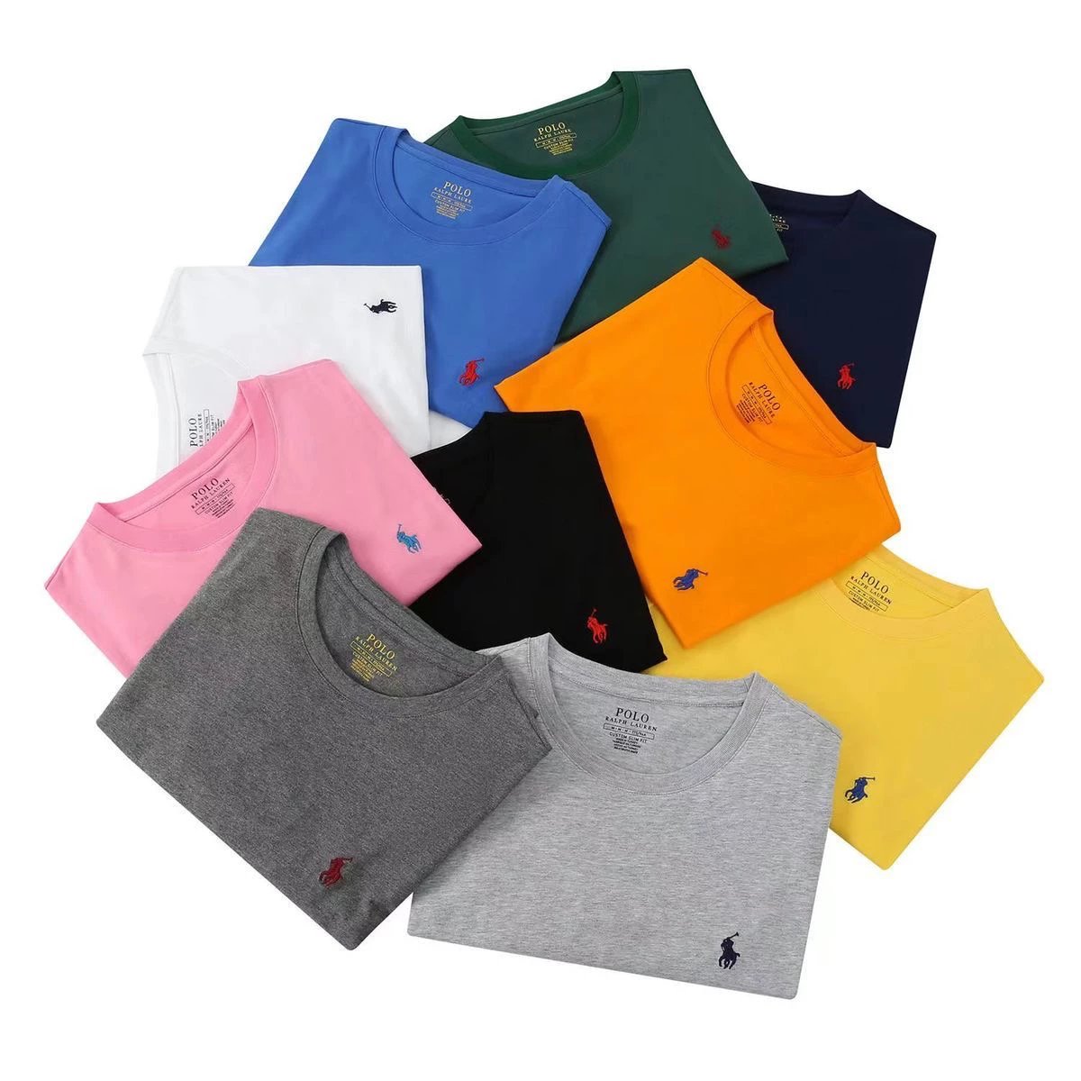 Paul Men's Pony Short Sleeve T-Shirt Pure Cotton Round Neck Casual