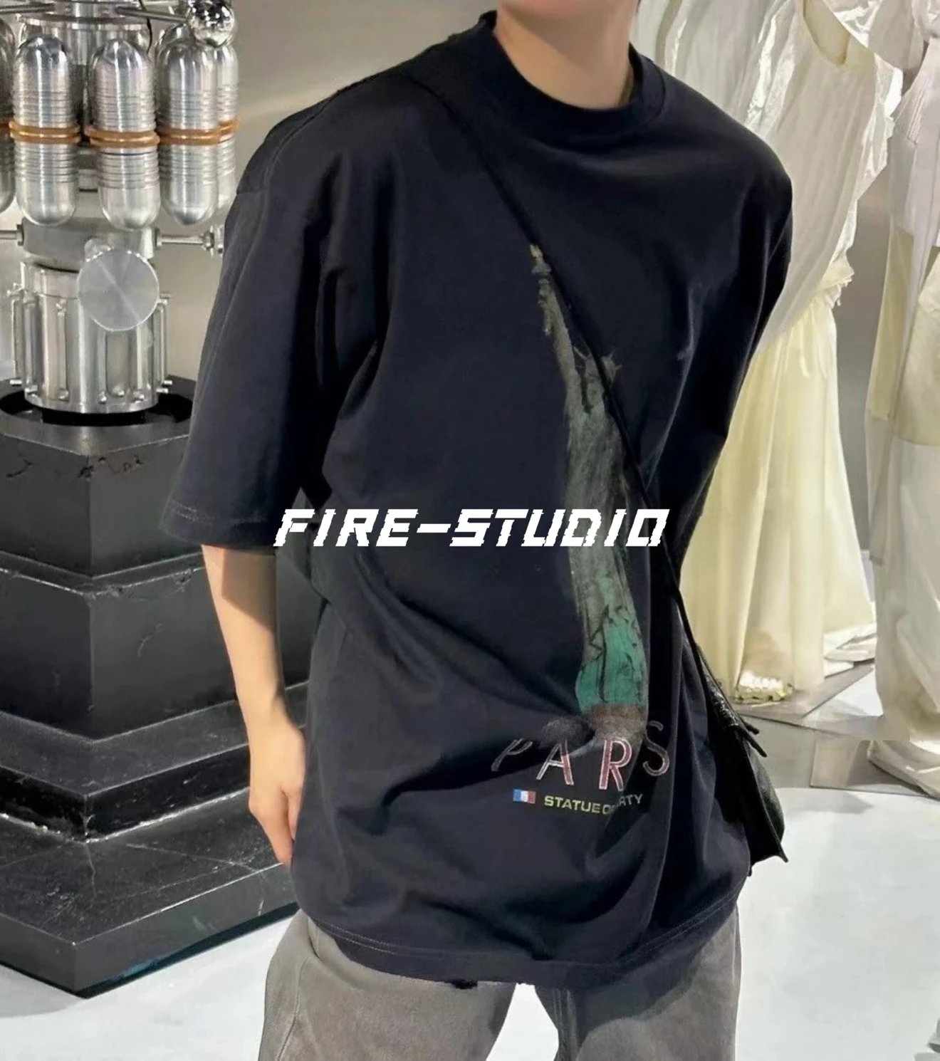 [Ceiling] Paris BLCG24SS new Statue of Liberty printed letter logo short sleeved T-shirt for both men and women