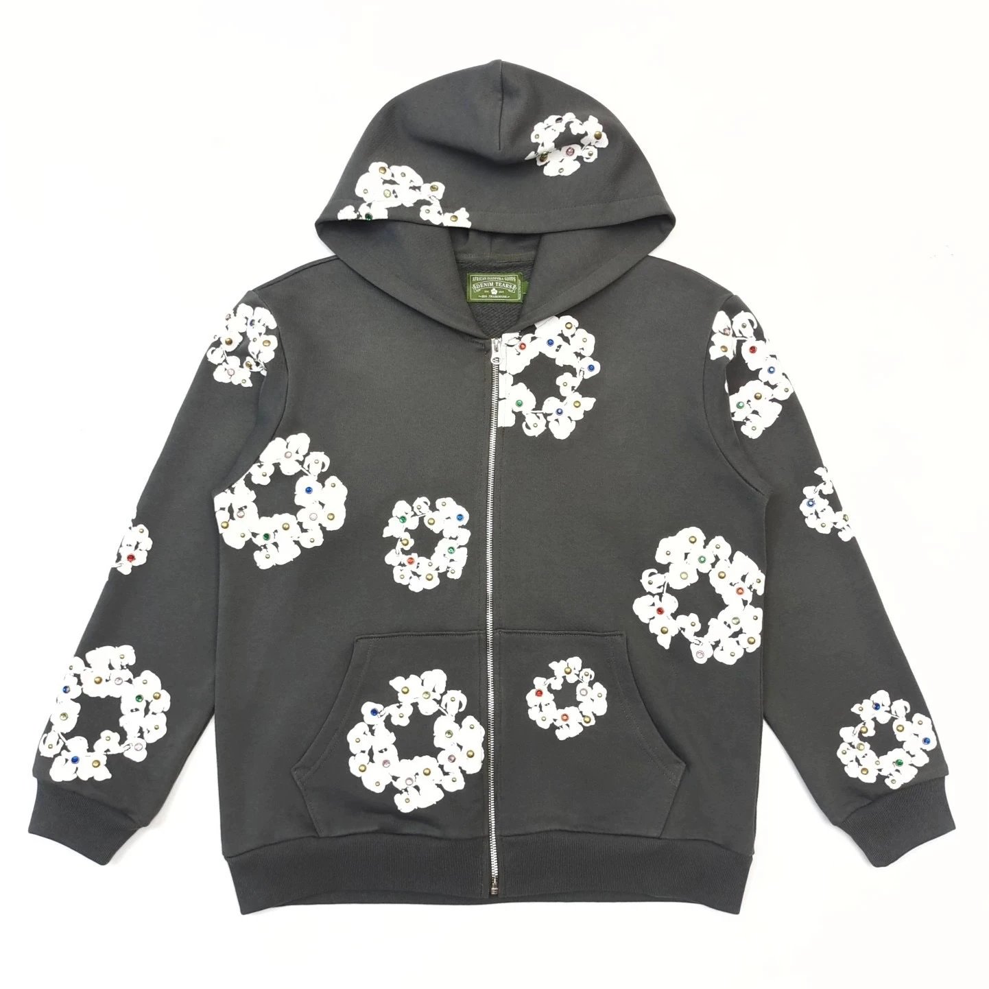 宝石木棉花 Rhinestone Wreath拉链卫衣连帽衫开衫