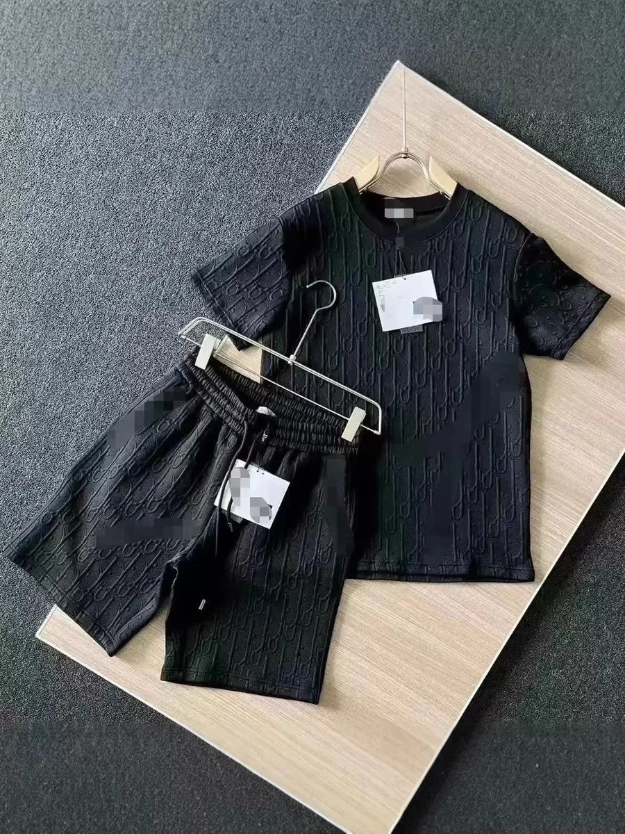 Alphabet jacquard short sleeve suit - 134476