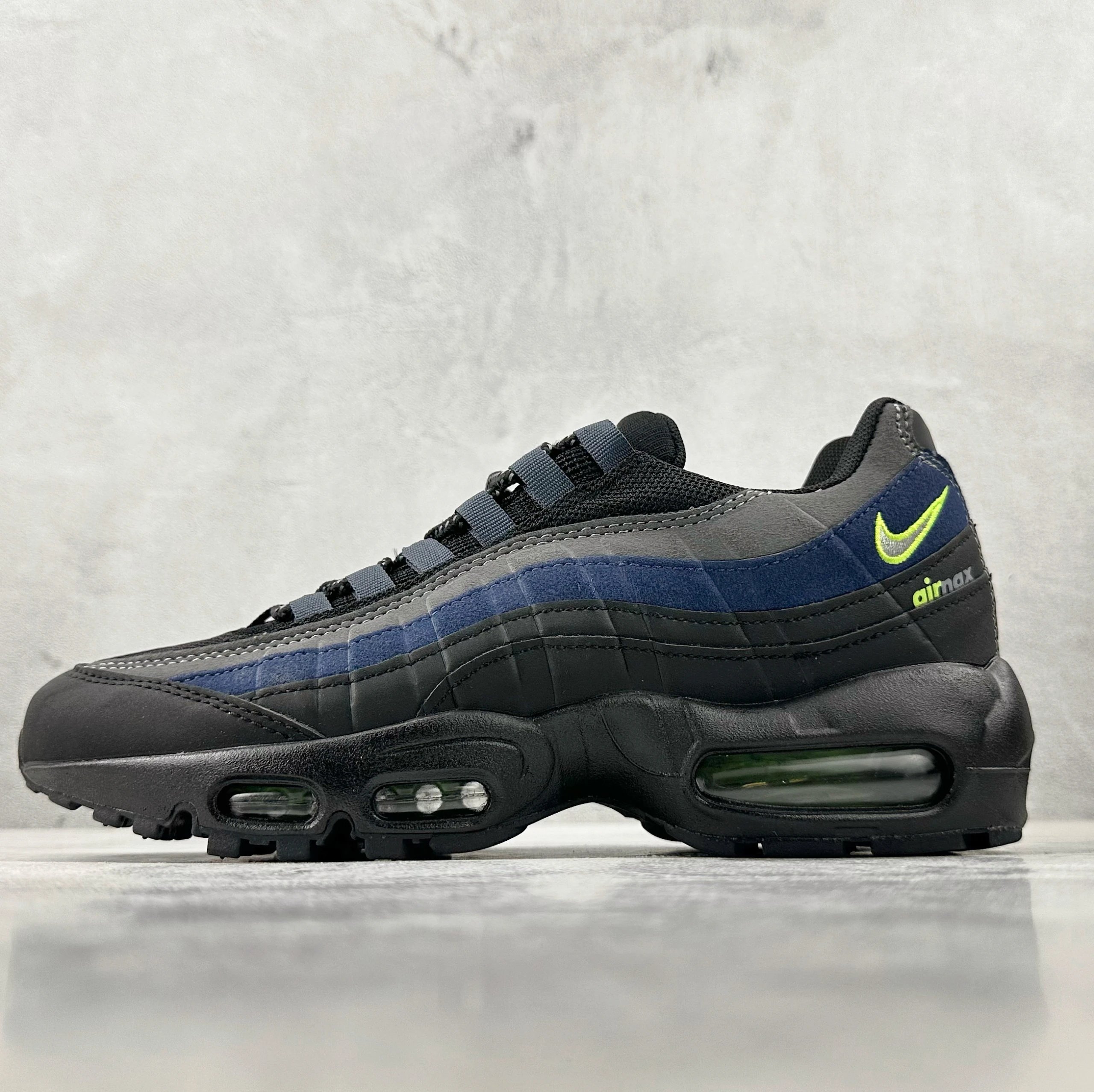 Nike Air Max 95 Black Navy Volt Sneakers - 1