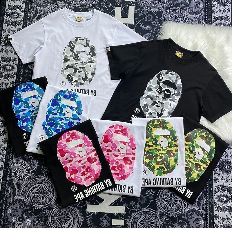BAPE Camo Ape Head T-Shirt - White, Black, Blue, Pink, Green - 131766
