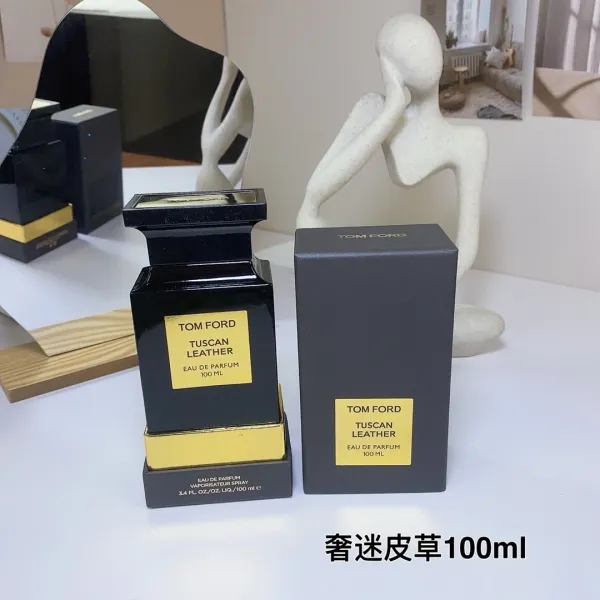 Tom Ford Tuscan Leather Eau de Parfum Black Bottle with Gold Accents Perfume - 1