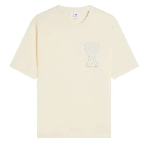 AMI Paris Heart Logo T-Shirt Beige T-Shirt - 1