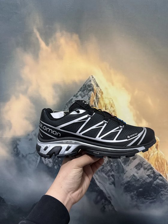 XT-6 GTX Low-Top Outdoor Casual Sports Hiking Running Shoes - Shock Absorbing, Wear-Resistant, Anti-Slip - Black Silver