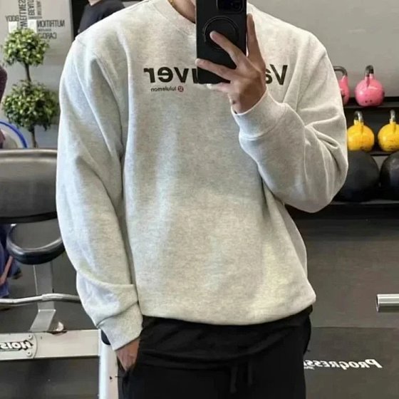 60% Off Lulu Vancouver Limited Edition/Fleece Round Neck Sweatshirt Blended Yarn/Classic Heather Grey/Fleece Lining/Fitted Silhouette Made by Huo Ren