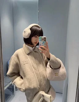thumbnail for New arrivals discount! MIU25FW wool zipper jacket YB development merino wool blend is warm and not tied There are only 60 pieces