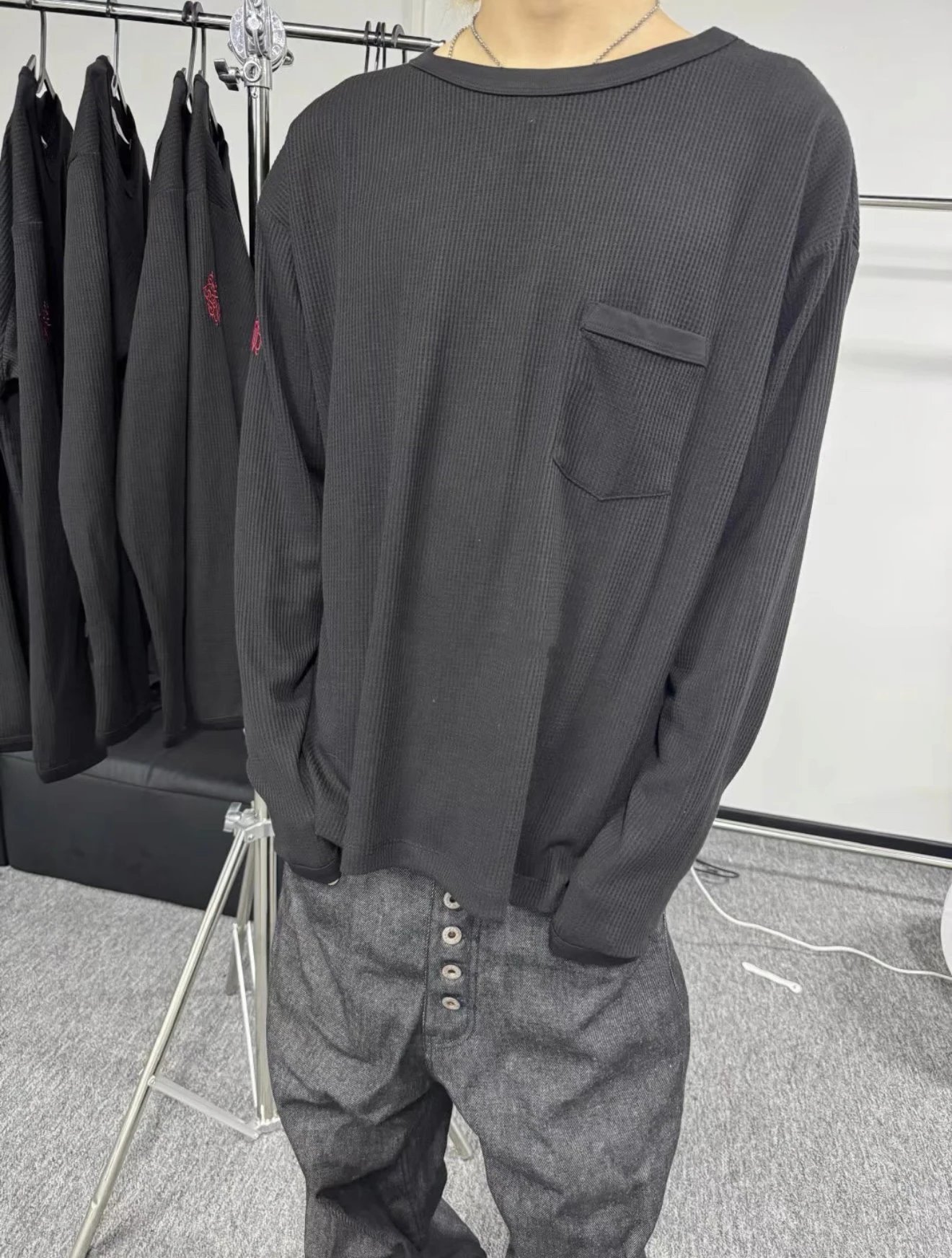 Deepest Half-Off Sale!! CH Fuck You Sword Vine Embroidery Waffle Long Sleeve - Soft & Comfortable/Commute Essential/Sagging, by the Production Crew