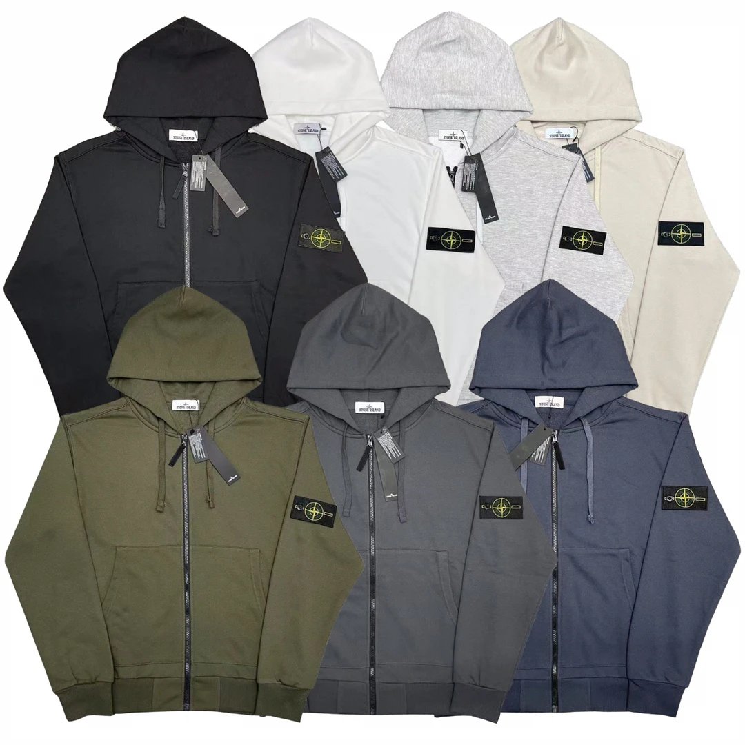 Sto * e Stone Island hooded cardigan zipper hoodie loose casual sports unisex