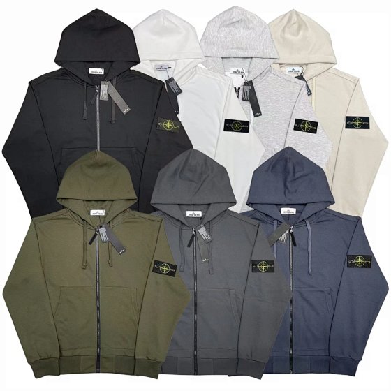 Sto * e Stone Island hooded cardigan zipper hoodie loose casual sports unisex