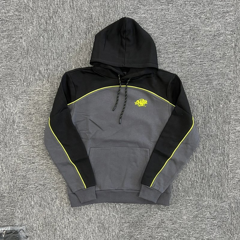 cny  S-World Hoodie-Black-Grey 绿标黑拼深灰嵌条卫衣 SY-28
