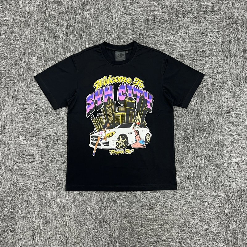 cny  SYNAWORLD CITY TEE BLACK 奔驰印花 黑短袖  SY-52