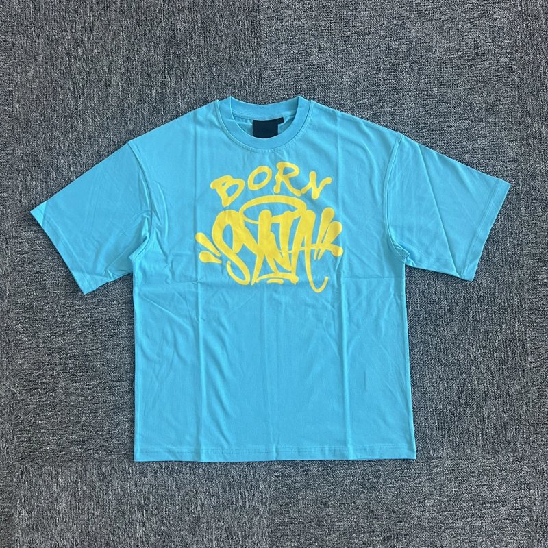 cny Born Syna Tee Blue 黄印花蓝色短袖SY-22