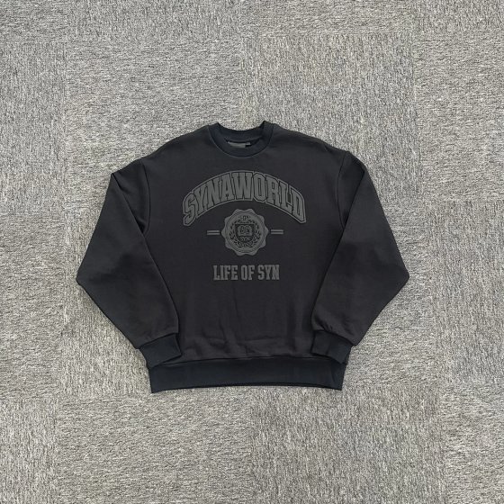 Black round neck sweatshirt with black print SY-115