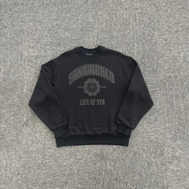cny VARSITY CREW SWEAT-BLACK 黑色圆领卫衣 黑印花 SY-115