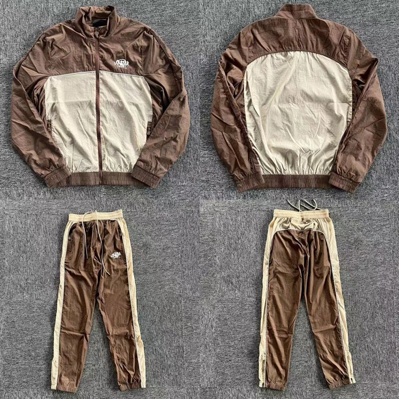 S-World Logo Shell Tracksuit Brown Beige