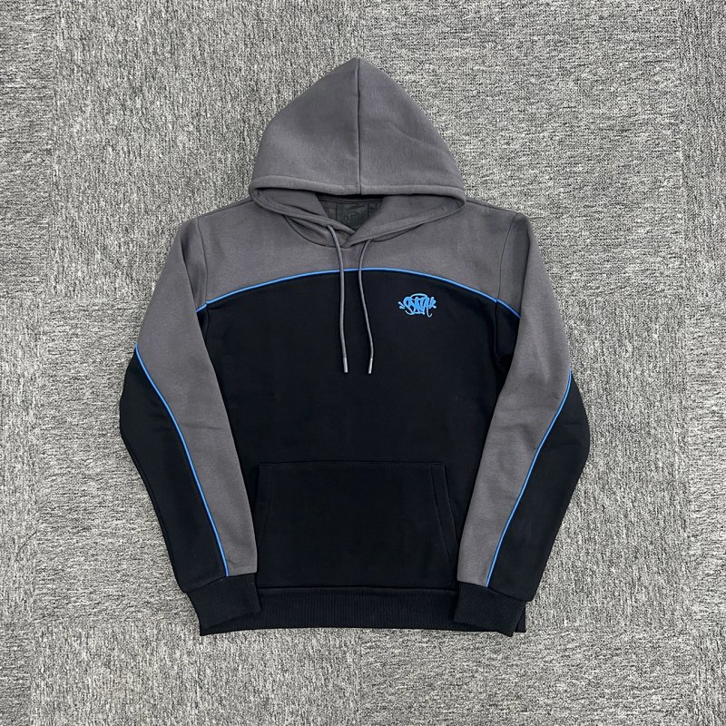 cny  S-World Hoodie-GreyBlack 蓝标深灰拼黑色嵌条卫衣 SY-32