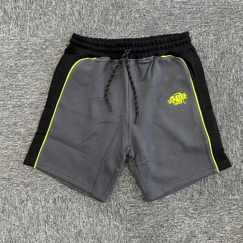 cny  S-World Short-Black-Grey 绿标黑拼深灰嵌条短裤 SY-29