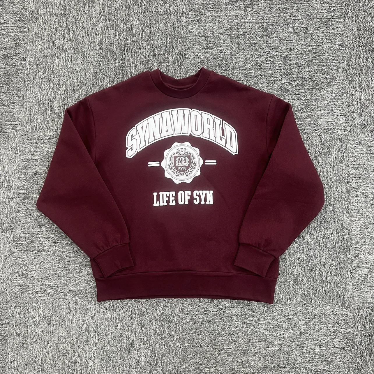 Large printed round neck sweatshirt in burgundy SY-76