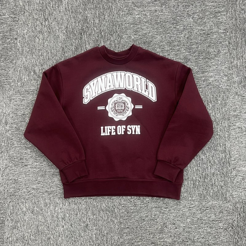 cny   VARSITY CREW SWEAT-BURGUNDY 大印花 圆领卫衣 酒红色 SY-76