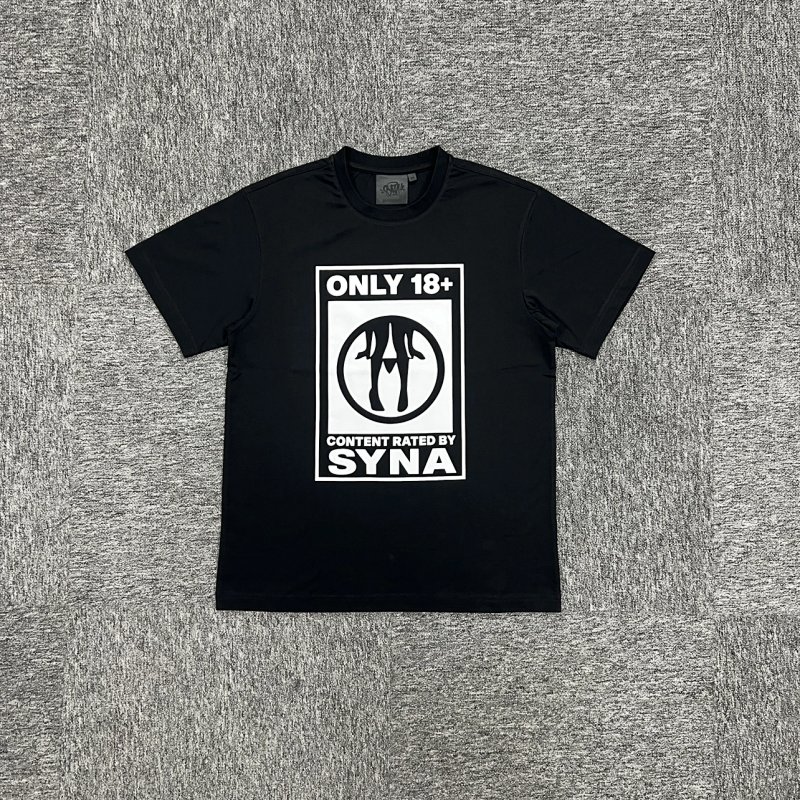 cny SYNAWORLD 18+ TEE BLACK 18+白印花 黑短袖 SY-53