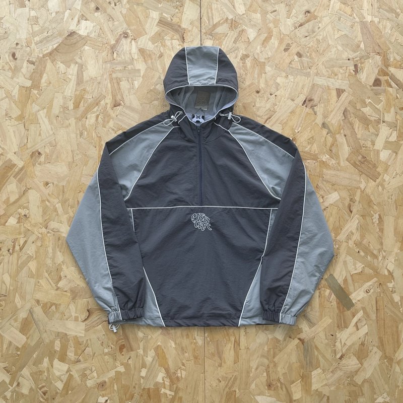cny Mertra Nylon Track Jacket (Grey / Grey) 尼龙深灰拼浅灰 半开拉链衫外套 M-8