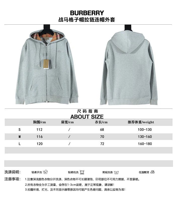 Burberry Zip-Up Hoodie Navy with Iconic Check Lining product detail 16 in Litbuy spreadsheet finds