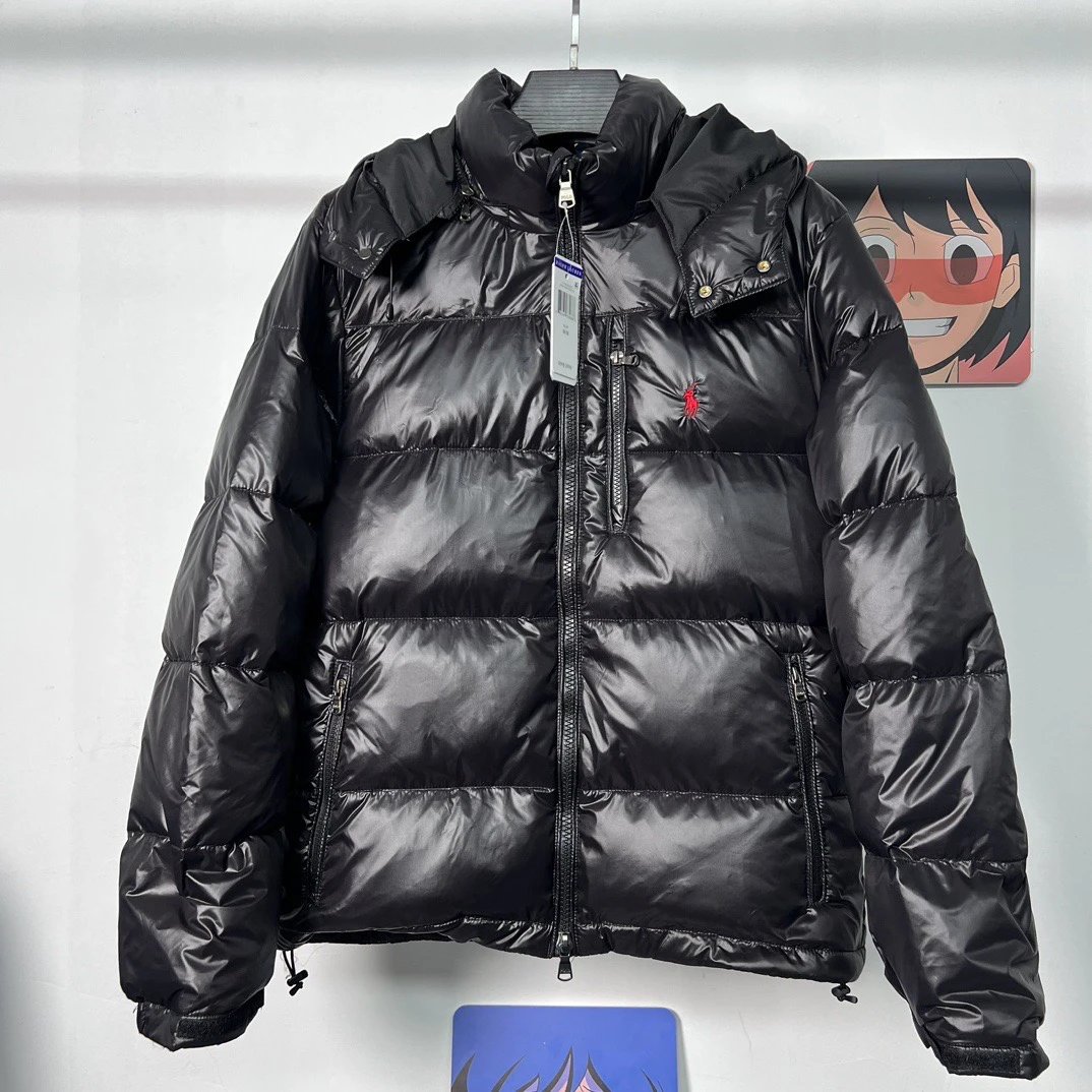 可扫码外贸拉夫RL可拆卸帽超厚羽绒服防风防水情侣款拉链夹克